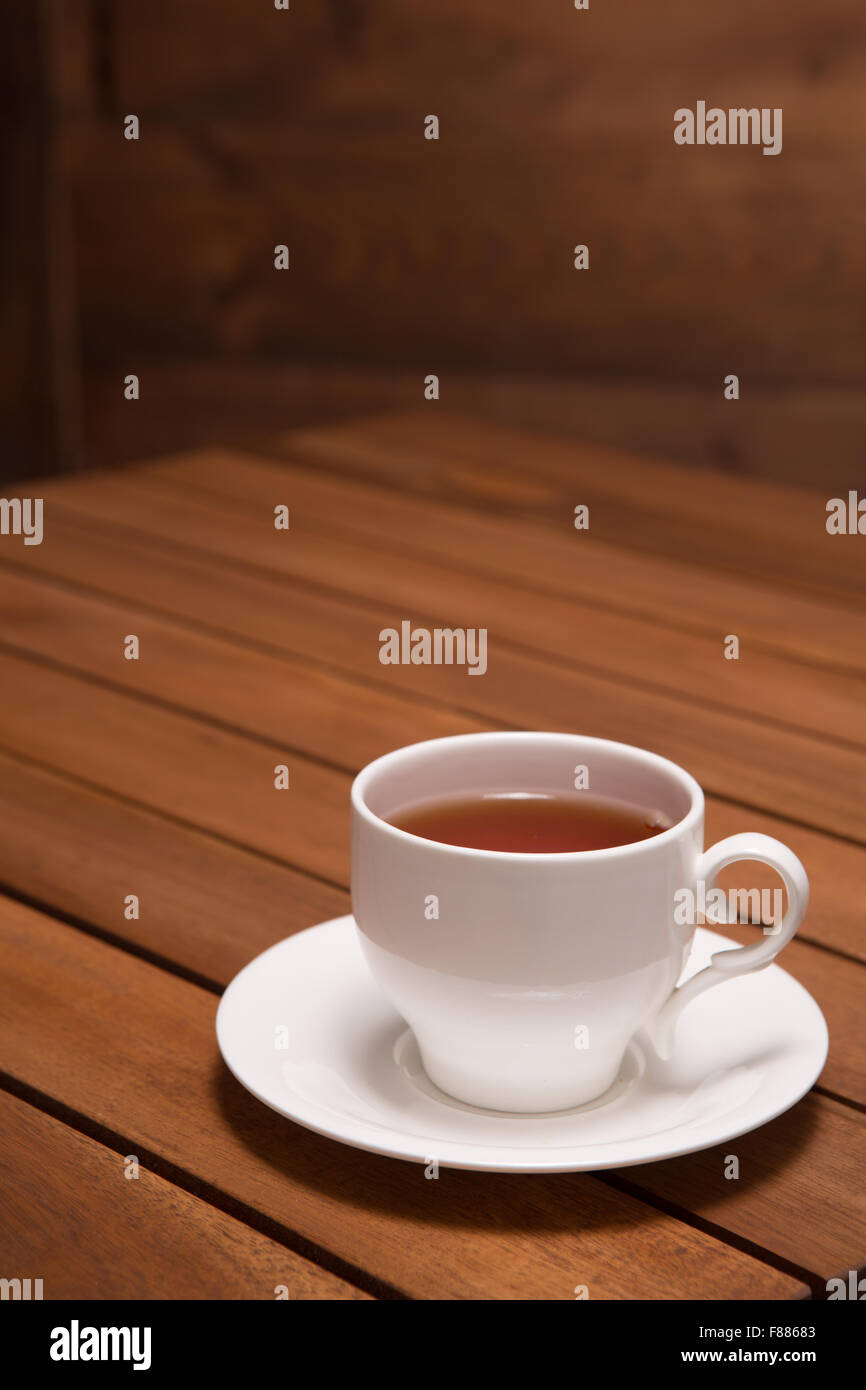 A cup of tea on the wooden table Stock Photo