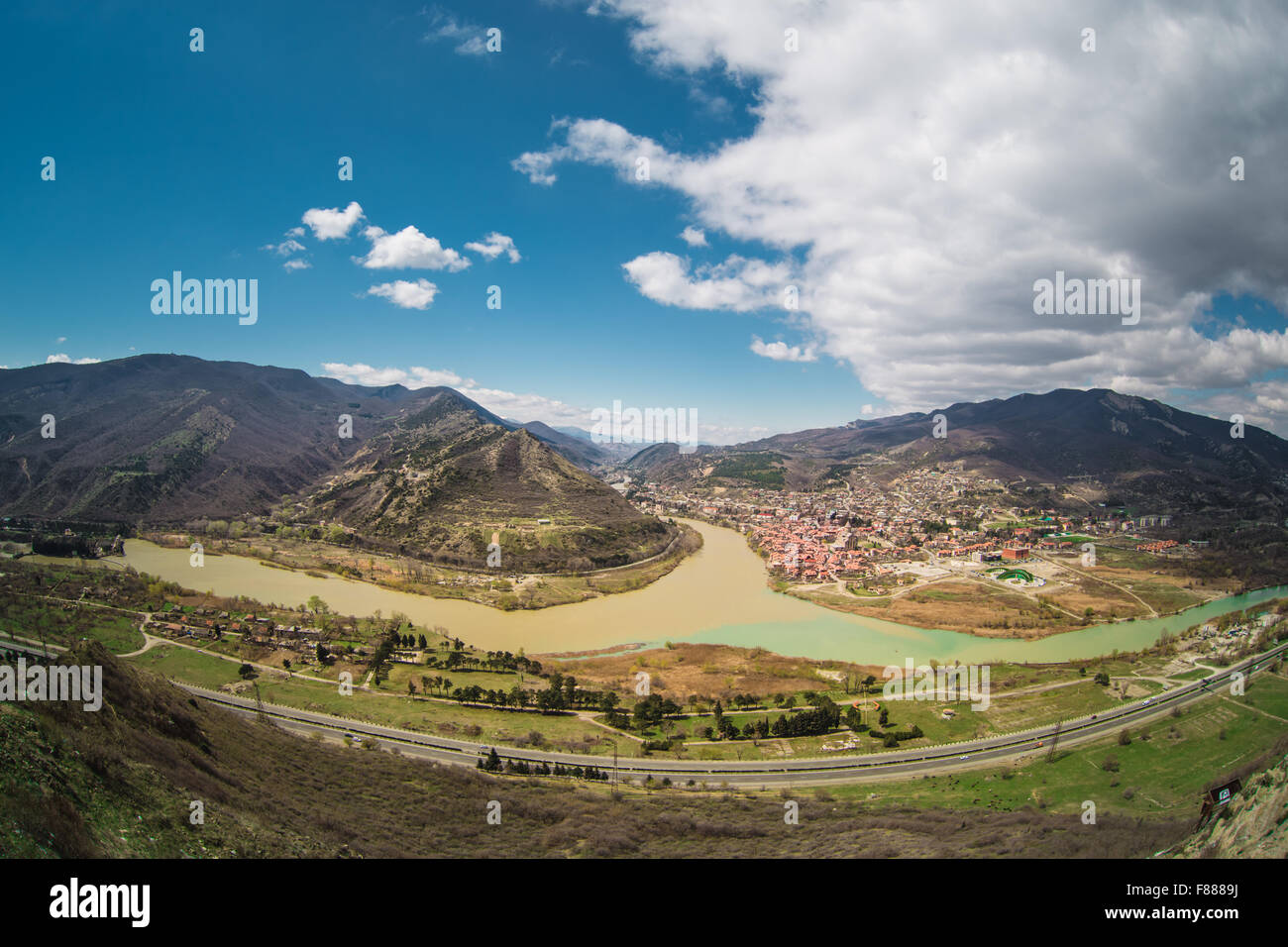 Panoramic view of Mtskheta. Georgia. Stock Photo