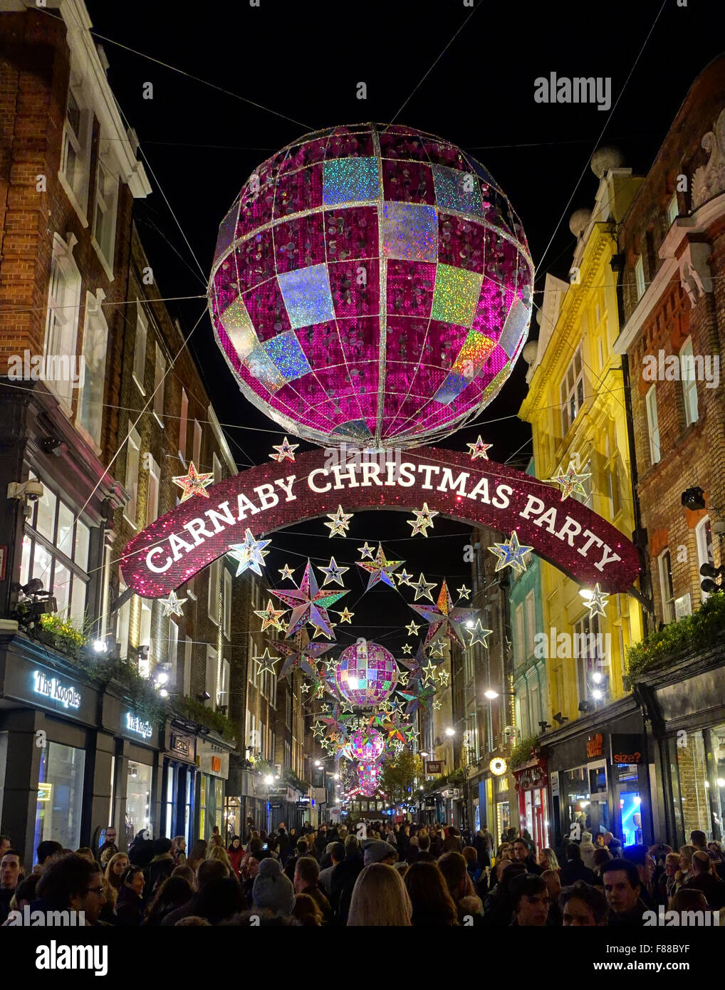 Carnaby Street Christmas decorations London England 2015 Stock Photo