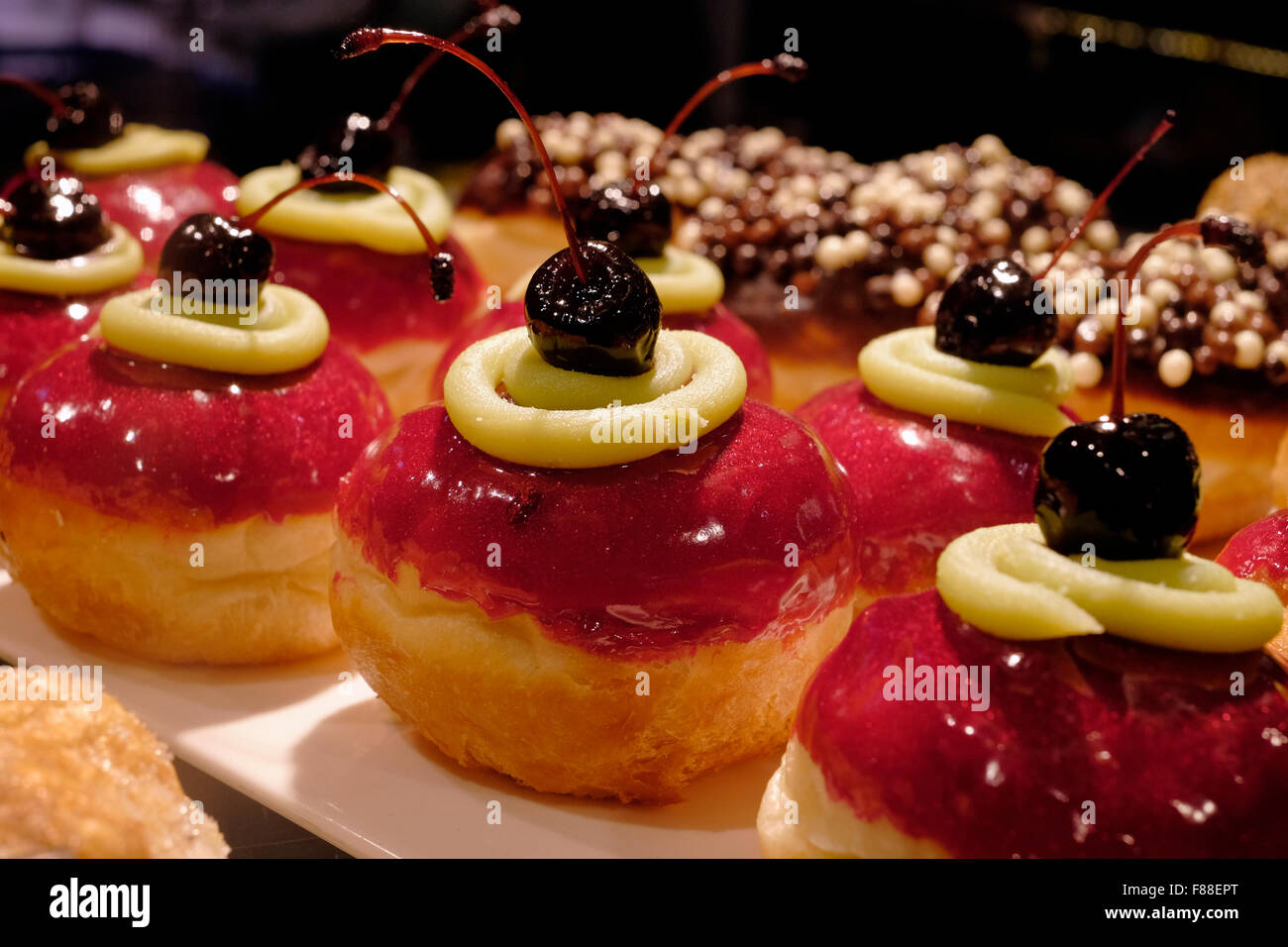 Elegantly traditional Sufganiyot deep fried round doughnut eaten during