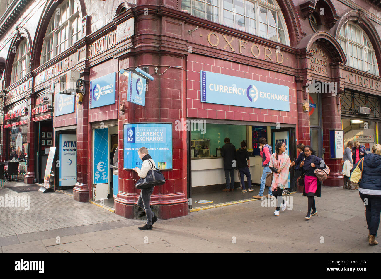 London underground Oxford Circus Station entry, Currency Exchange Stock