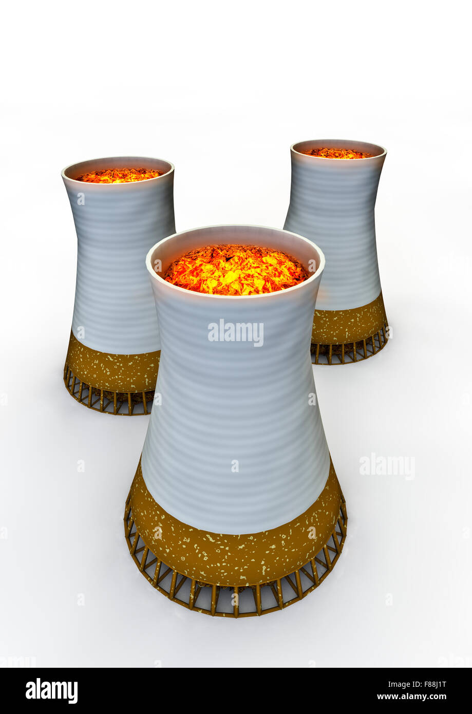 Cigarette power plant / 3D render of cigarette as nuclear power plant  cooling tower Stock Photo