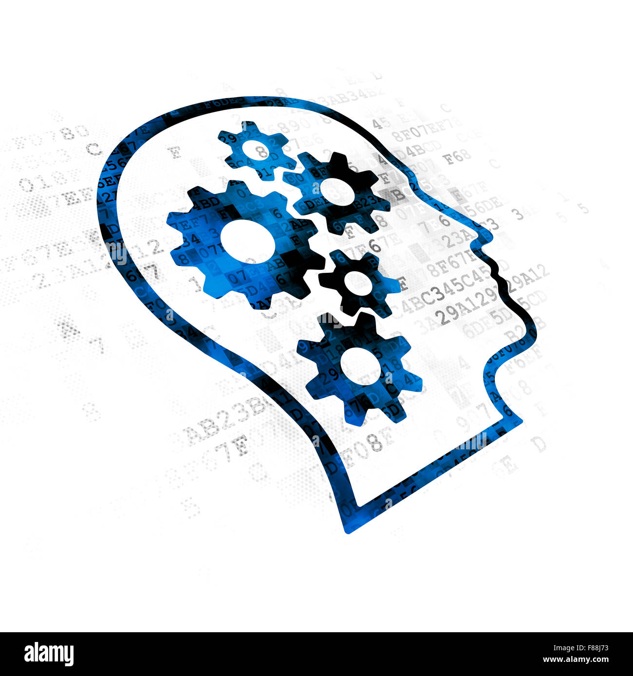 Business concept: Head With Gears on Digital background Stock Photo - Alamy