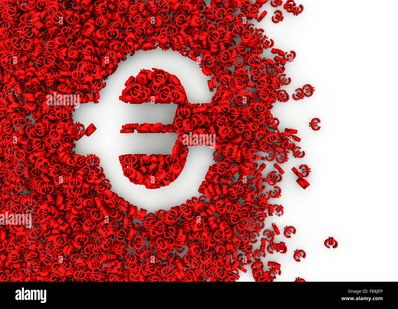 Void alphabet 3D Euro / Symbol shaped hole formed by thousands of smaller ones easy to colorize Stock Photo