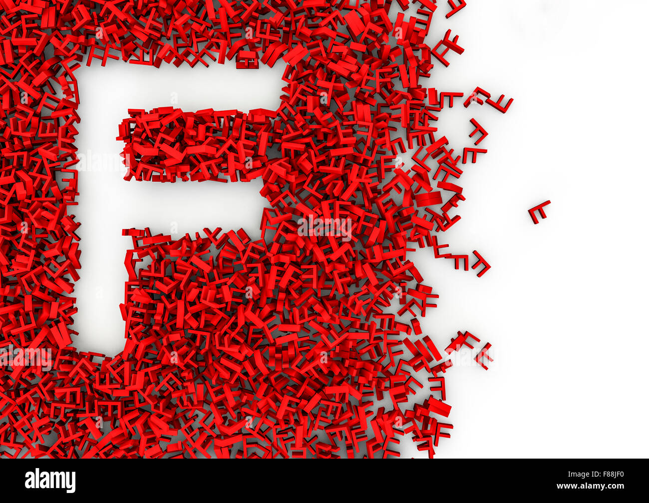Void alphabet 3D / Letter shaped hole formed by thousands of smaller ones easy to colorize Stock Photo