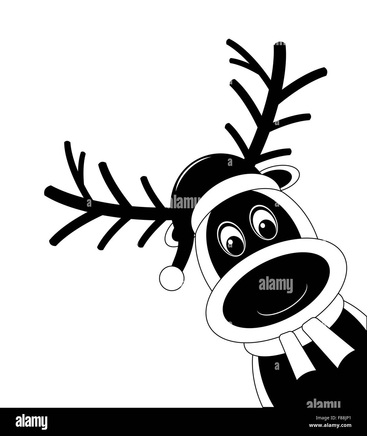 reindeer red nose scarf santa claus hat Stock Photo