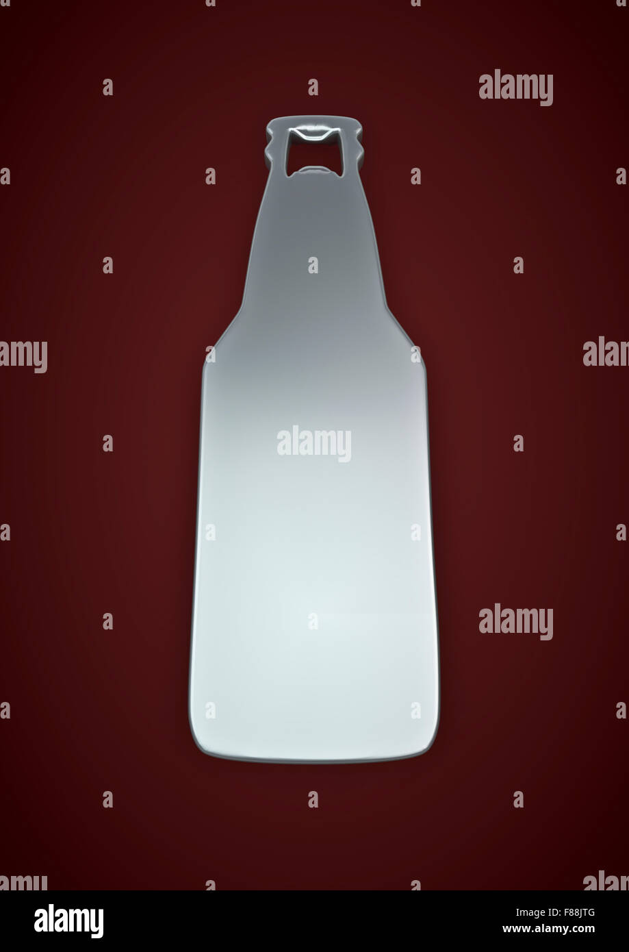 Beer bottle bottle opener / 3D render of beer bottle shaped bottle opener Stock Photo