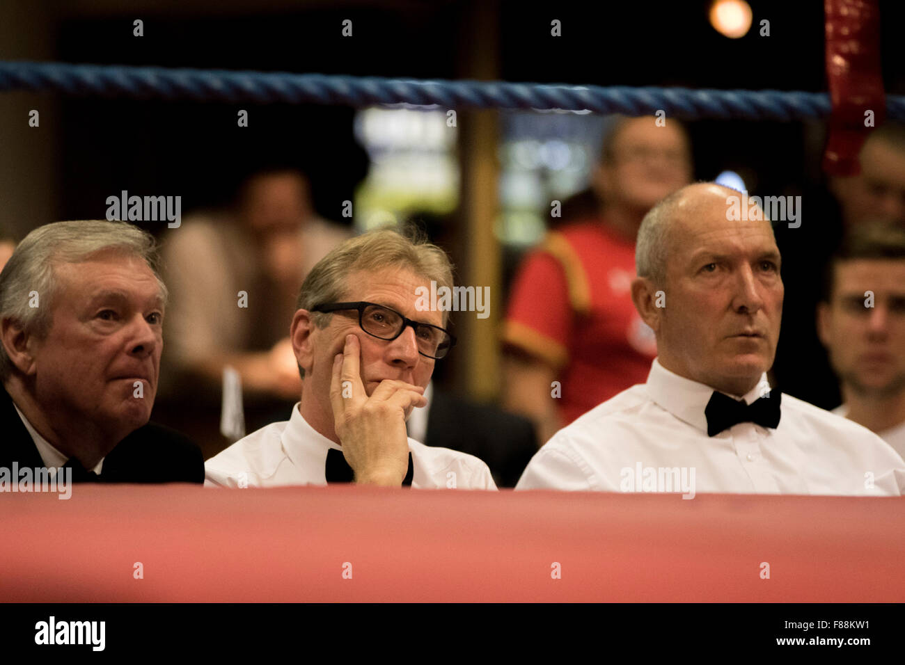 Judges watching Splott Amateur Boxing Club tournament Stock Photo