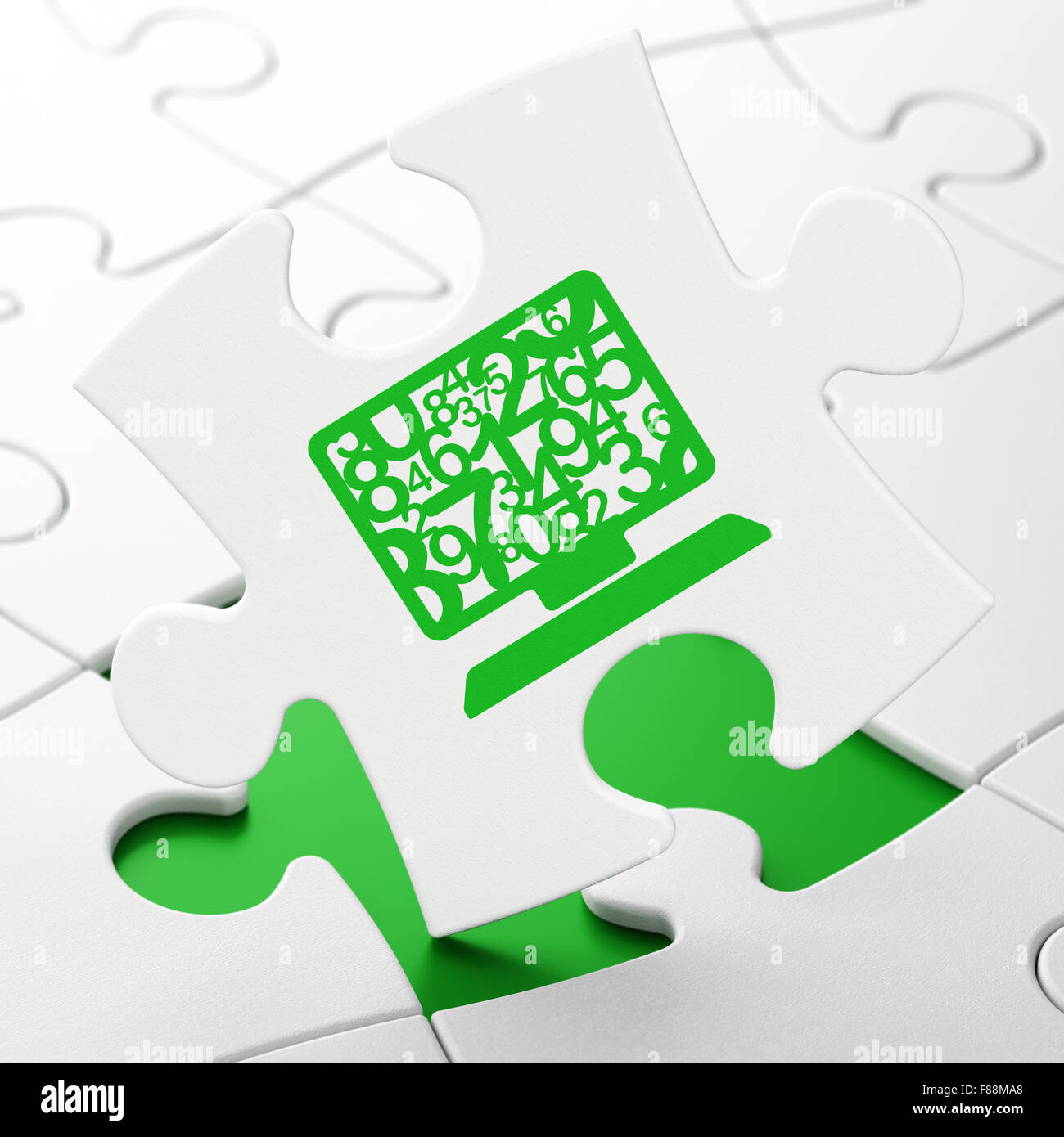 Learning concept: Computer Pc on puzzle background Stock Photo - Alamy
