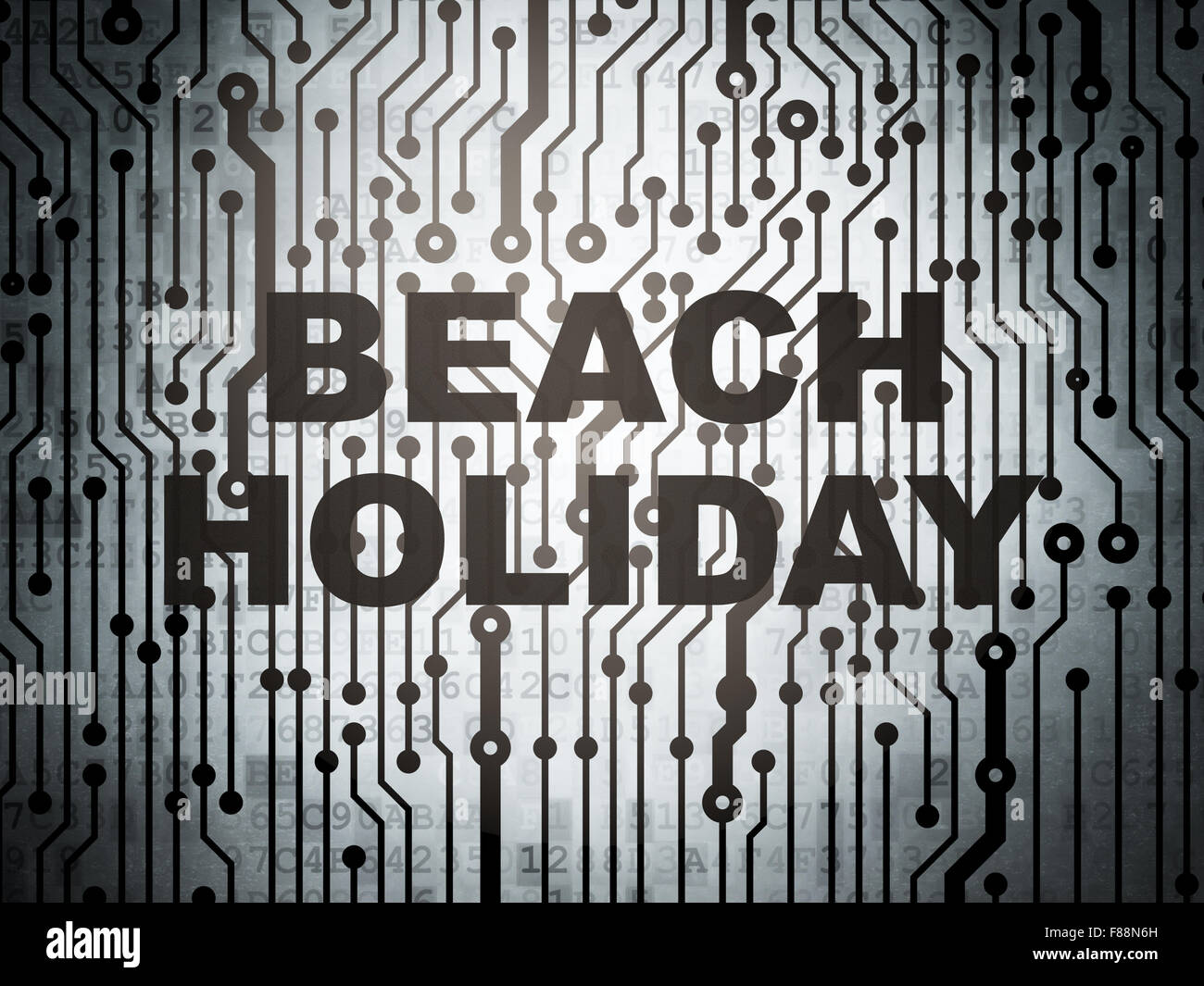 Tourism concept circuit board with Beach Holiday Stock Photo Alamy