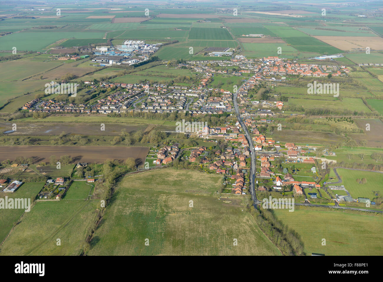 An aerial view of the East Yorkshire village of Hutton Cranswick, near