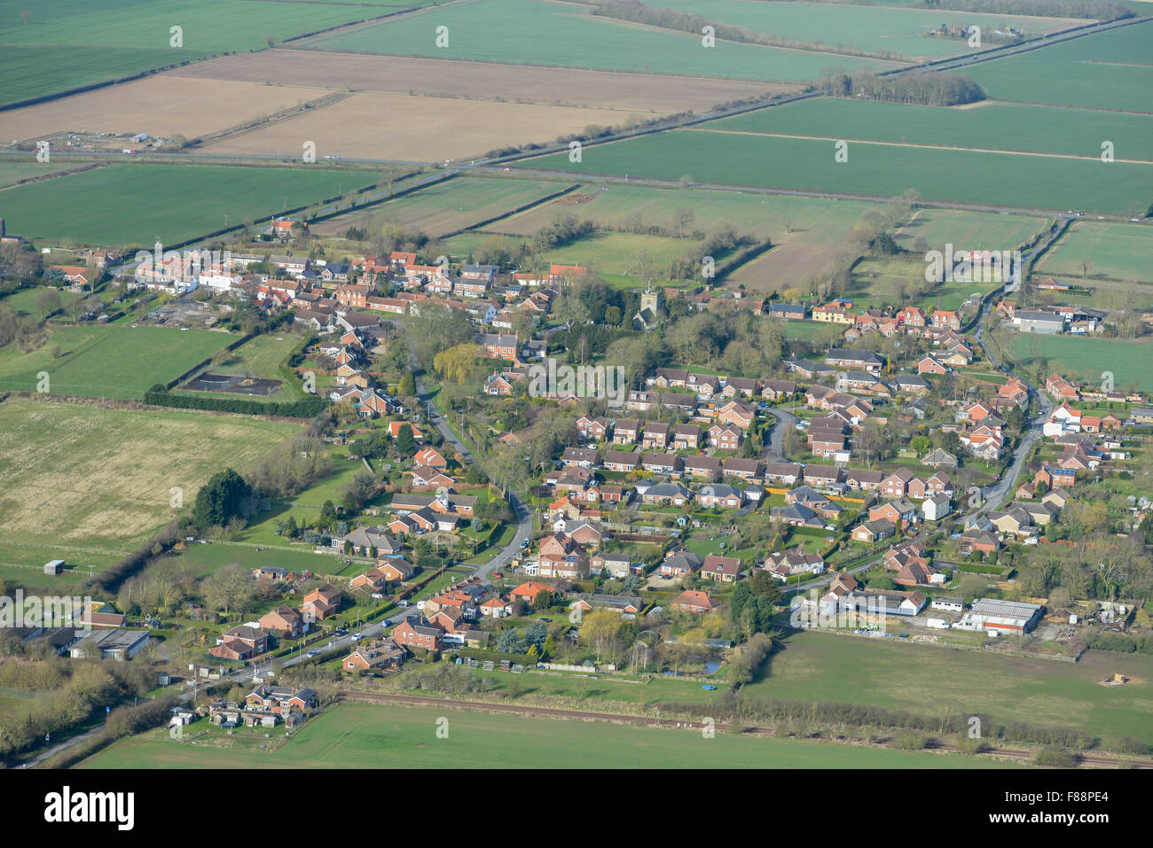 An aerial view of the East Yorkshire village of Hutton or Hutton