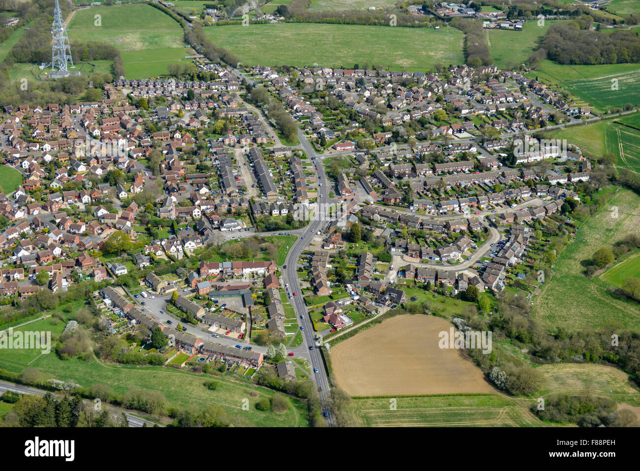 An aerial view of the Essex village of Kelvedon Hatch and surrounding