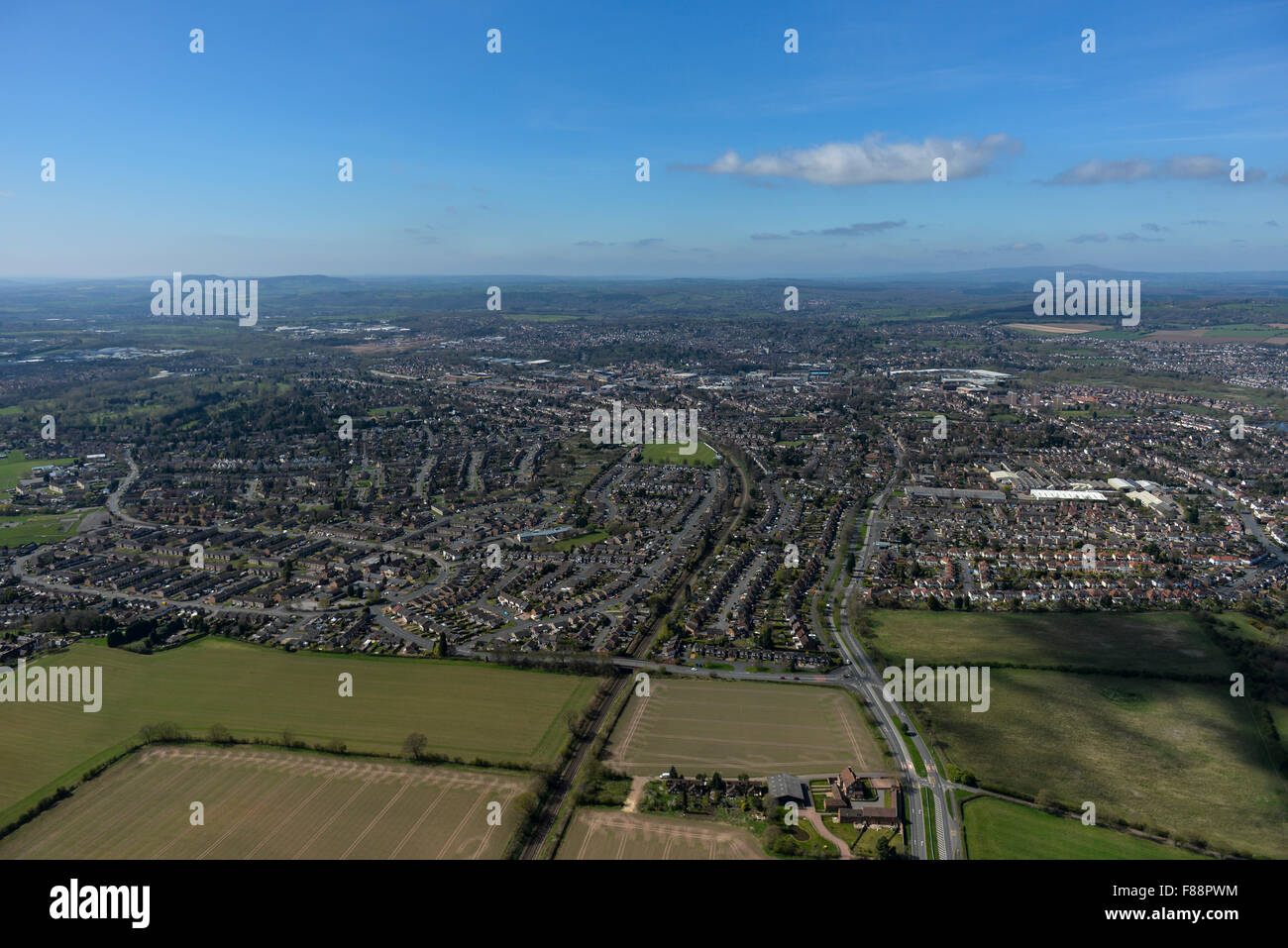 An aerial view of the Worcestershire town of Kidderminster Stock Photo