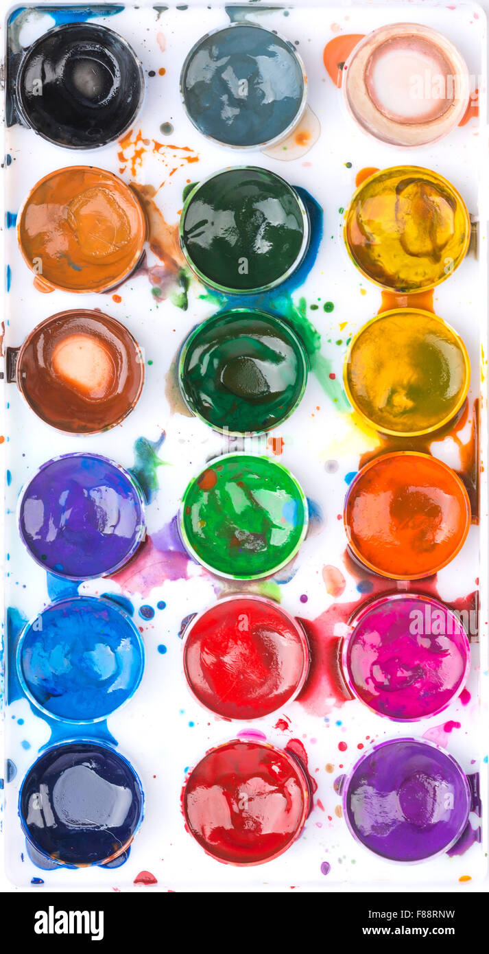 Background texture palette of colors. Used watercolor paints Stock Photo