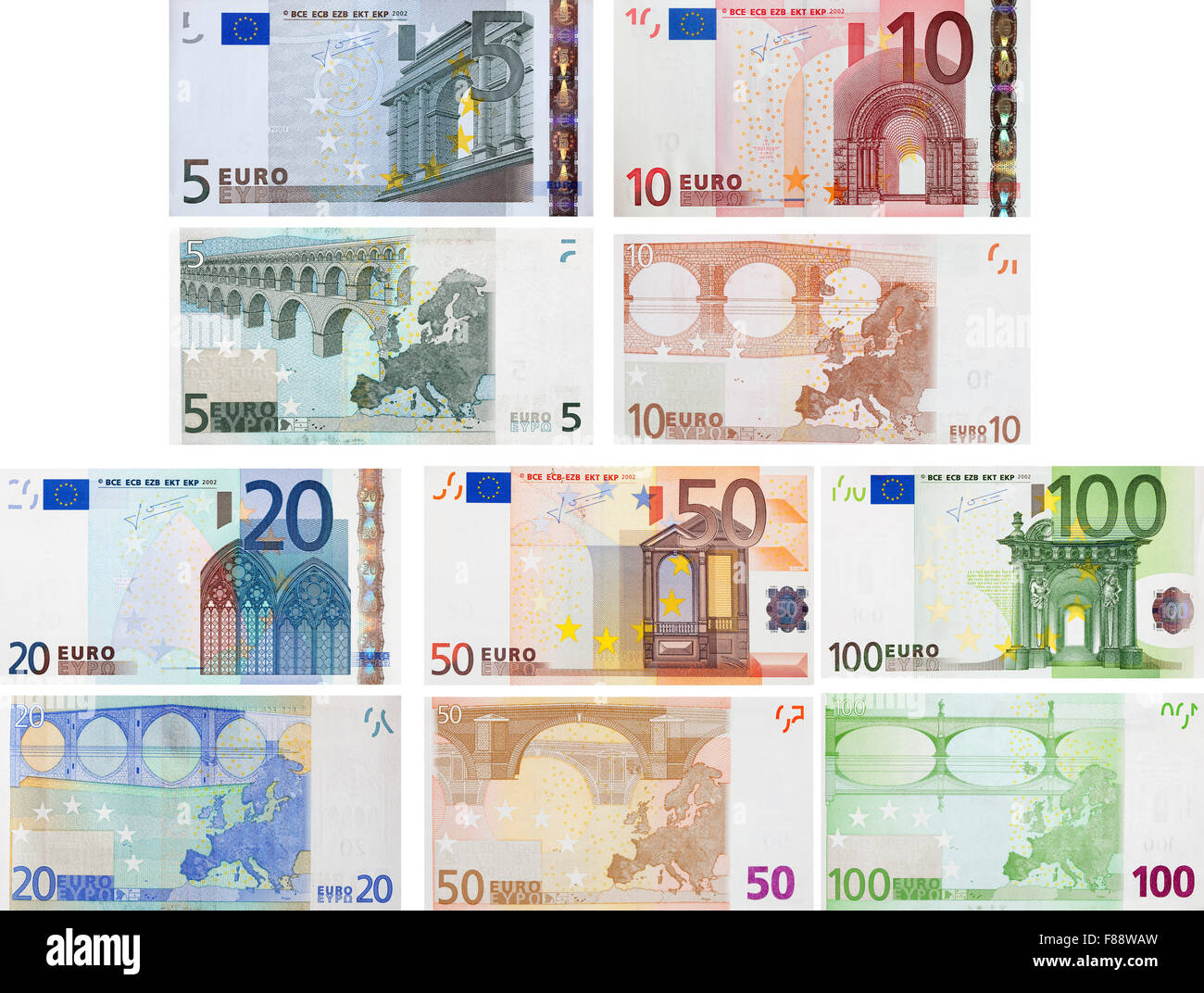 euro. New banknotes obverse and reverse Stock Photo