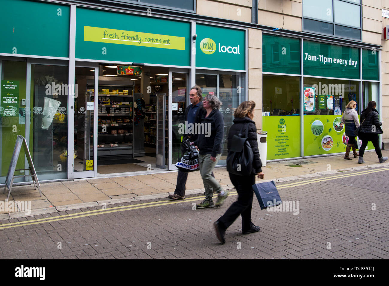 The My Local convenience store in York, which was recently re-branded from M Local following the sale from Morrisons supermarket Stock Photo