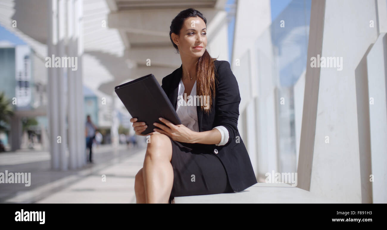 Elegant business manageress working on a laptop Stock Photo