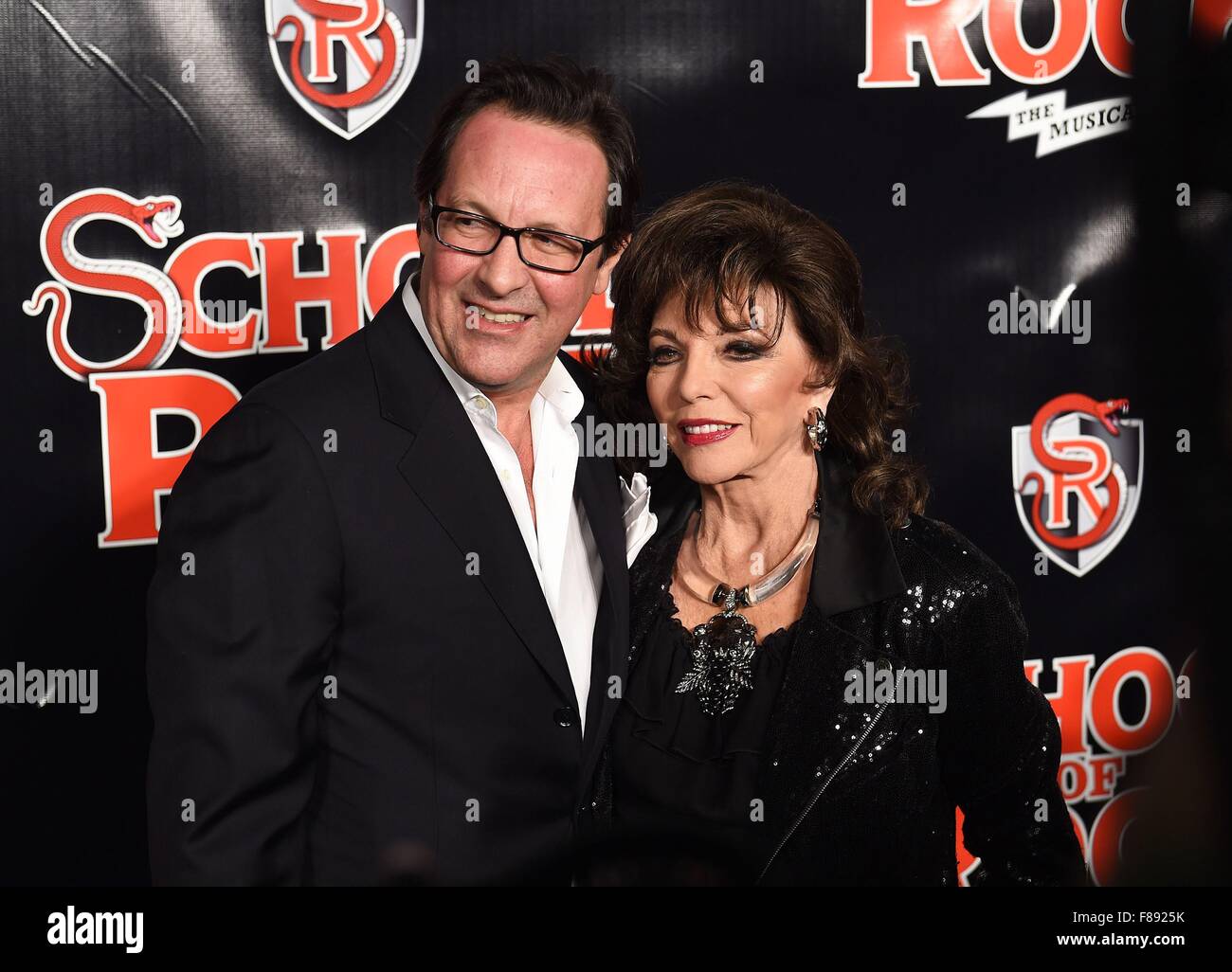 New York, NY, USA. 6th Dec, 2015. Percy Gibson, Joan Collins at arrivals for SCHOOL OF ROCK Opening Night on Broadway, Winter Garden Theatre, New York, NY December 6, 2015. Credit:  Kayla Rice/Everett Collection/Alamy Live News Stock Photo