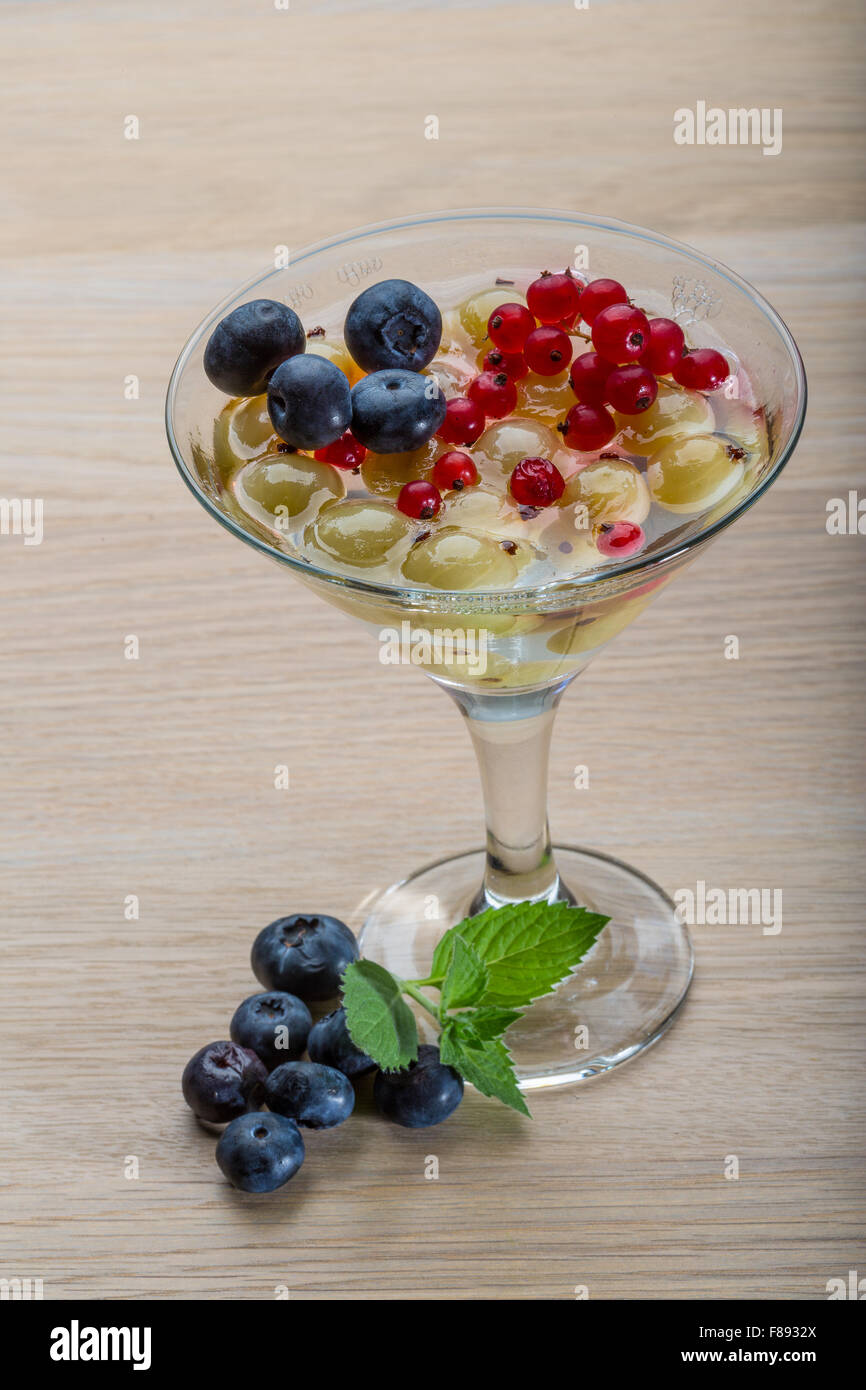 Jelly with blueberry and gooseberries Stock Photo Alamy
