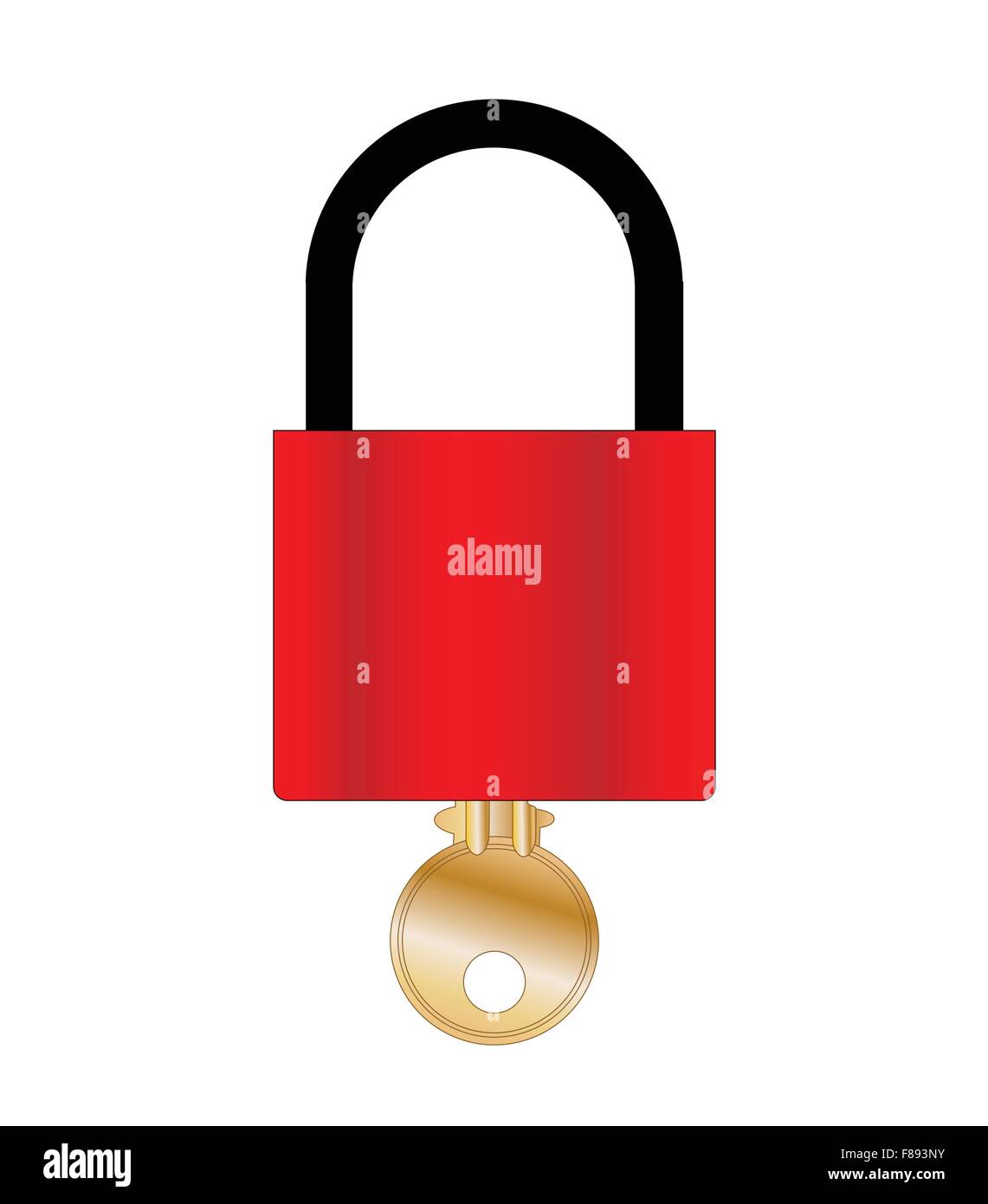 A closed padlock with key over a white background Stock Vector