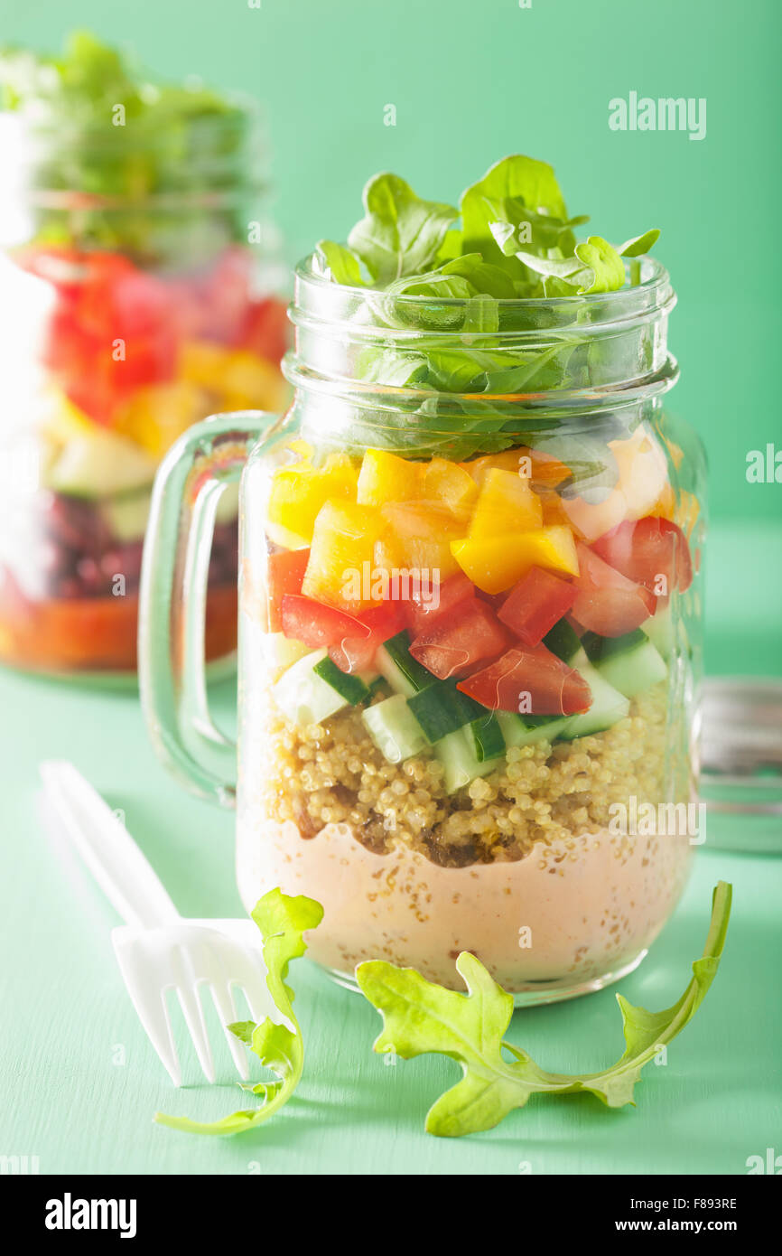 vegan quinoa bean vegetable salad in mason jars Stock Photo Alamy