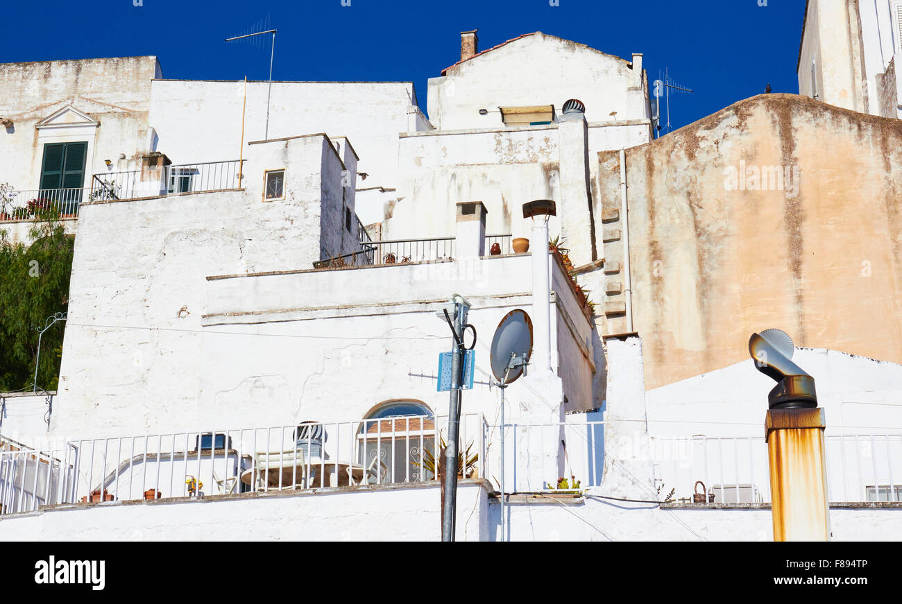 Terraces of apartments in Ostuni known as La Citta Bianca (the white city) Brindisi province Apulia Puglia Italy Europe Stock Photo