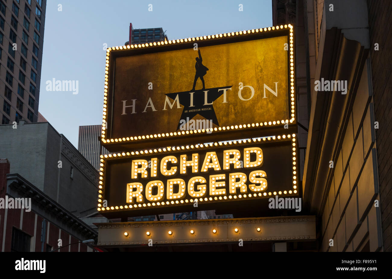 Hamilton - the Broadway musical - at the Richard Rodgers Theater in New York City Stock Photo