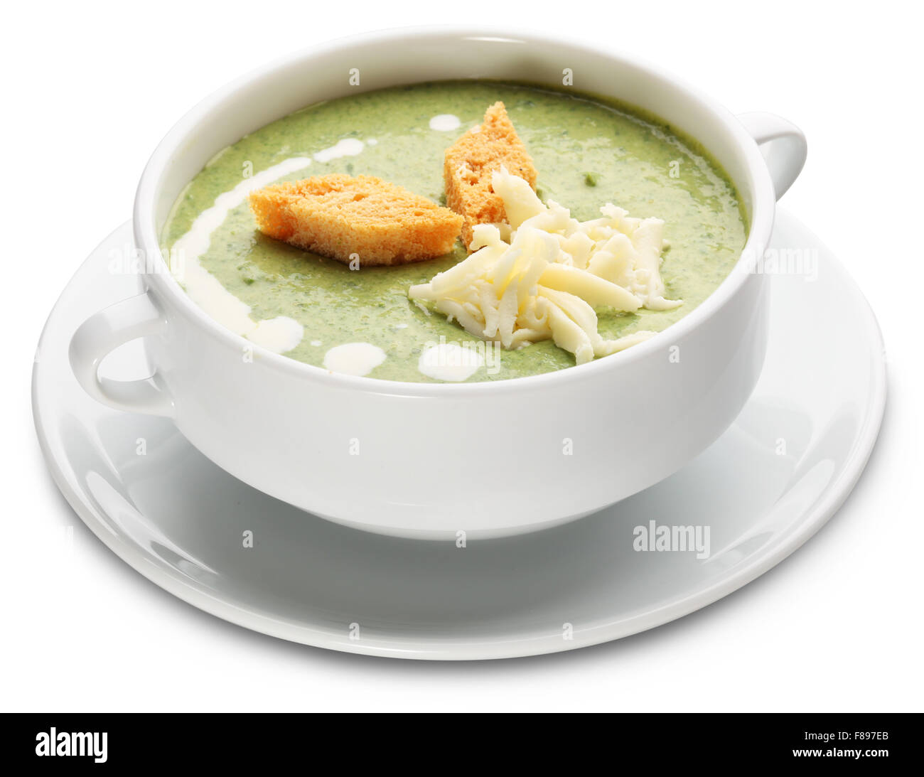 Cream soup of broccoli and cheese. File contains clipping paths. Stock Photo