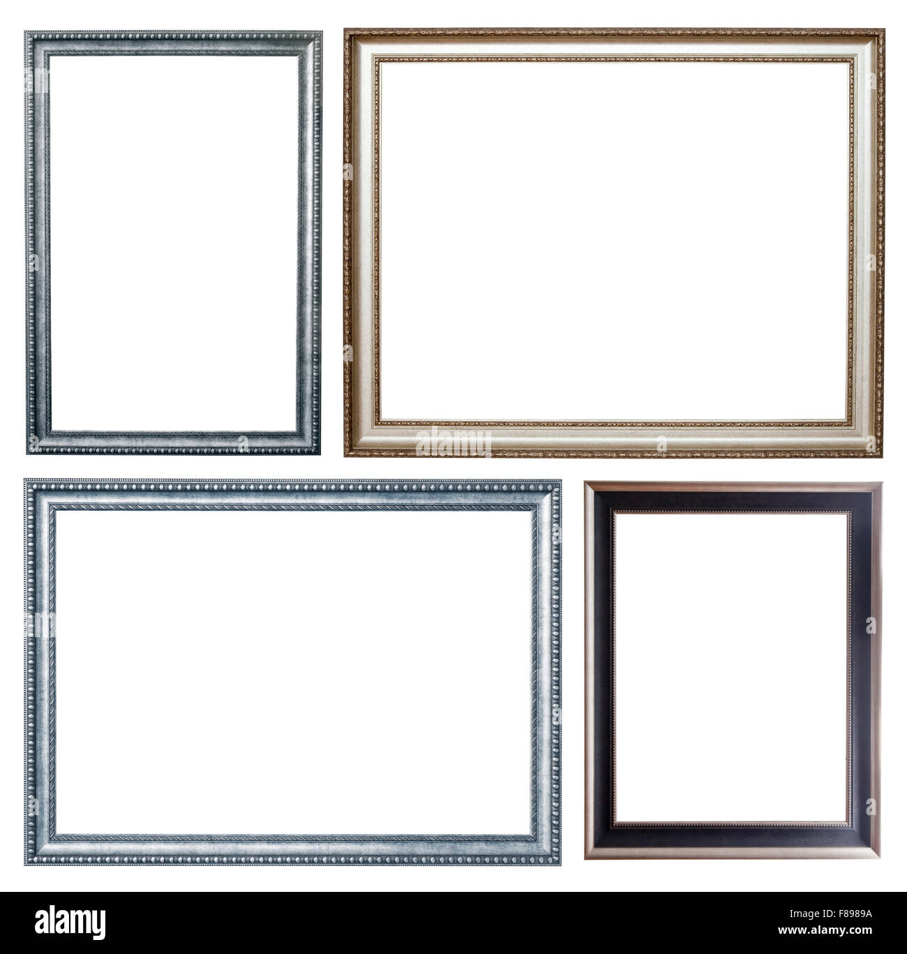 Set of few silver frames. Isolated over white background with clipping path Stock Photo