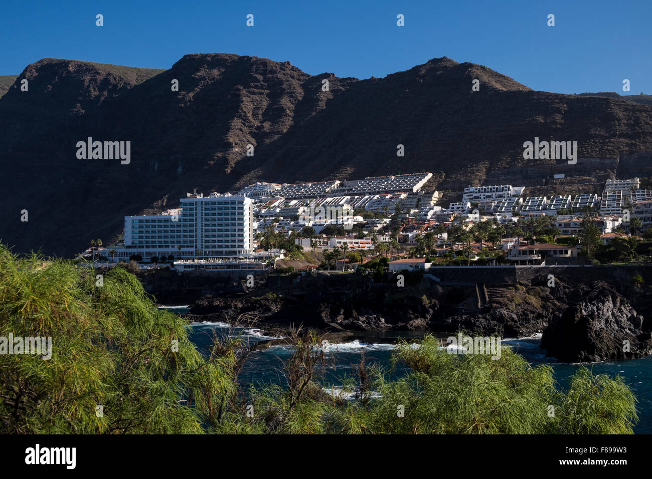 Los Gigantes village, holiday resort, on Tenerife, Canary Islands, Spain, Stock Photo