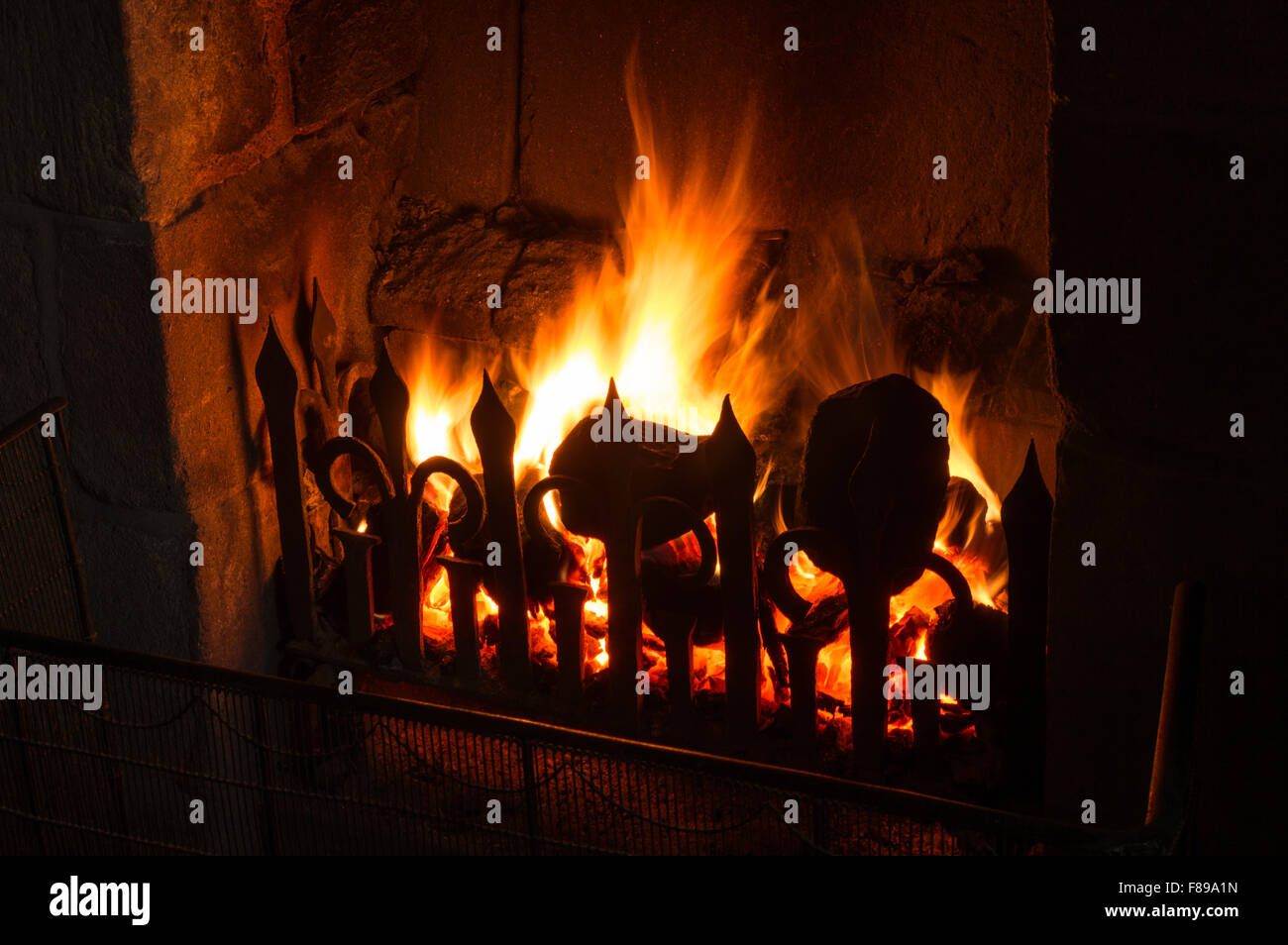 Coal Fire Grate Fireplace Stock Photos Coal Fire Grate Fireplace