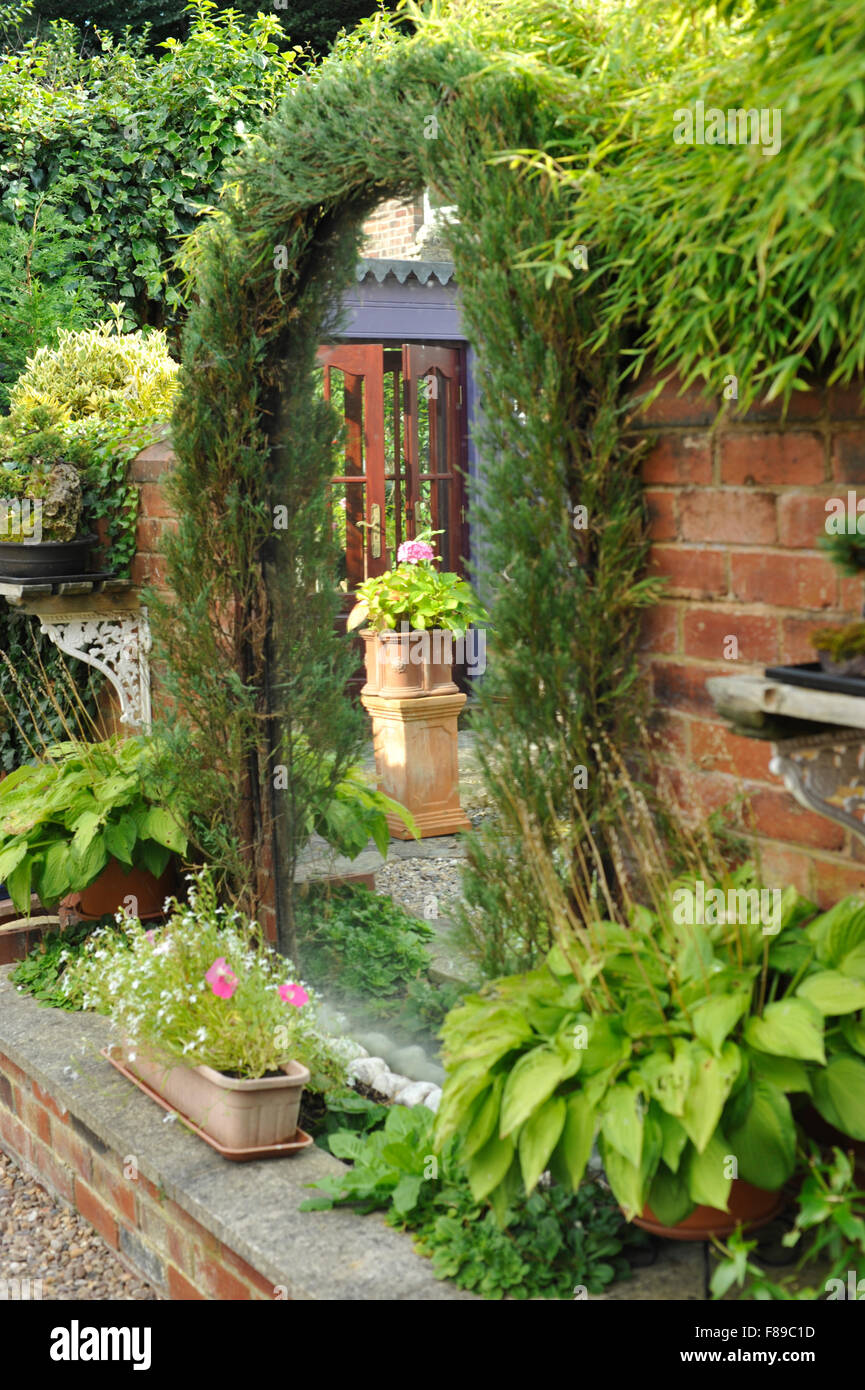 Artists garden with mirrors Stock Photo