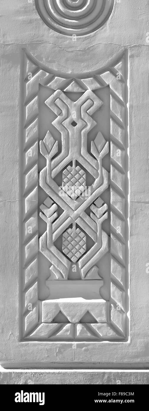Black and white sculpture ornament on the pillars Stock Photo