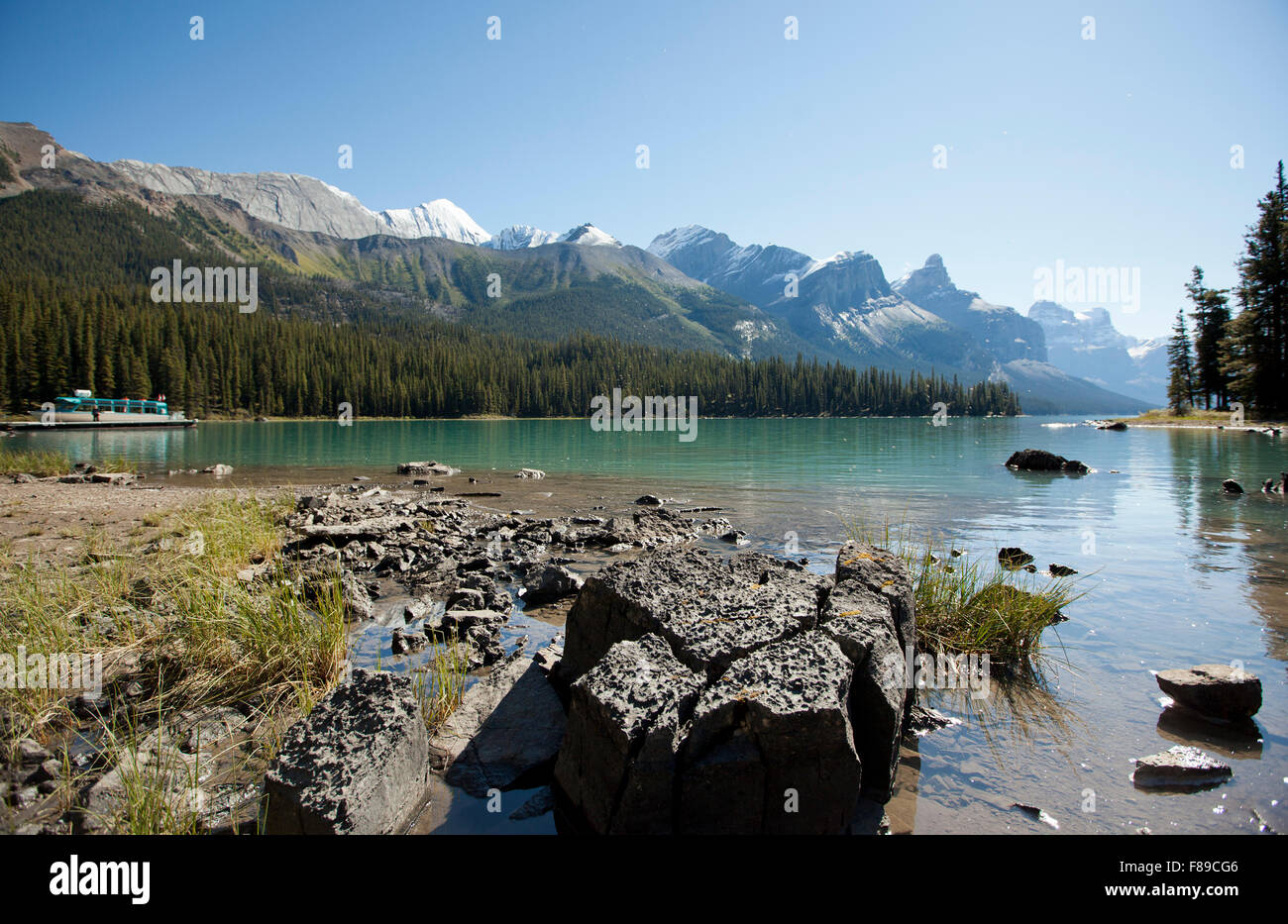 Maligne Lake Jasper national park Stock Photo