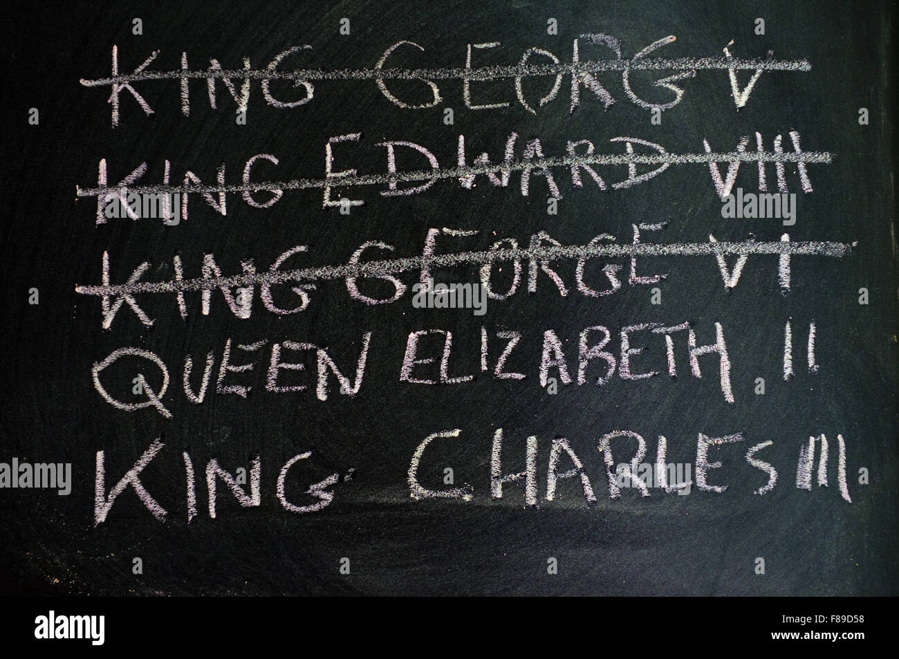 written on a blackboard in chalk. Stock Photo
