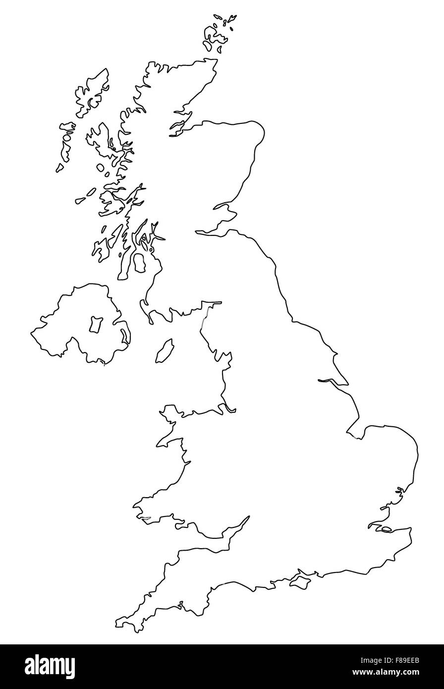 Map of UK filled with white color Stock Photo