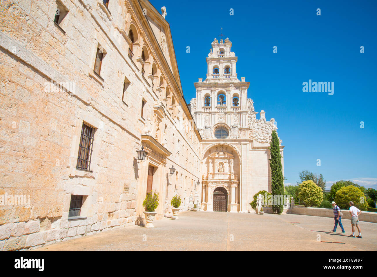 Facade of the monastery. La Vid, Burgos province, Castilla Leon, Spain. Stock Photo