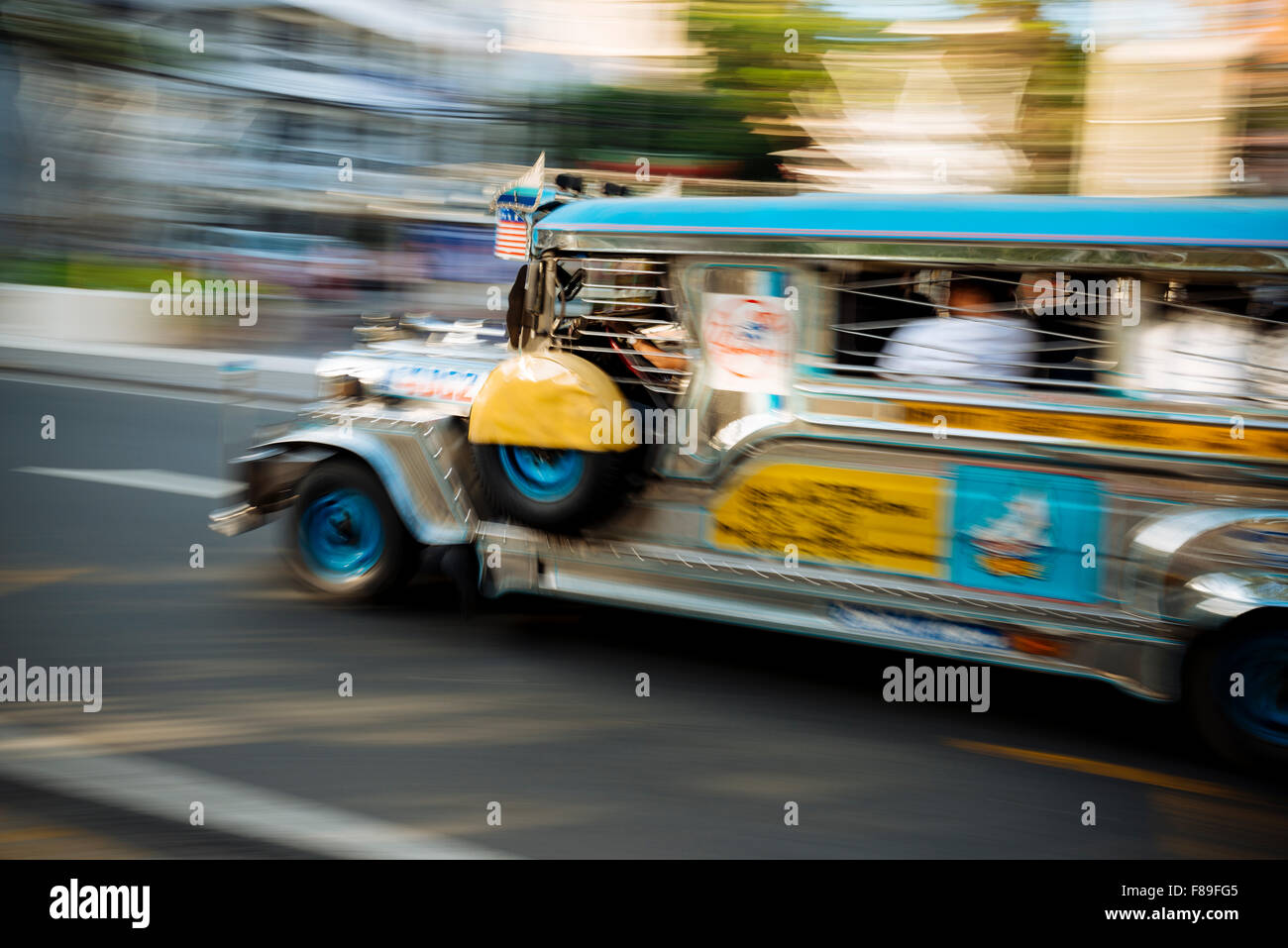 'Jeepney' traffic in central Manila, Philippines Stock Photo