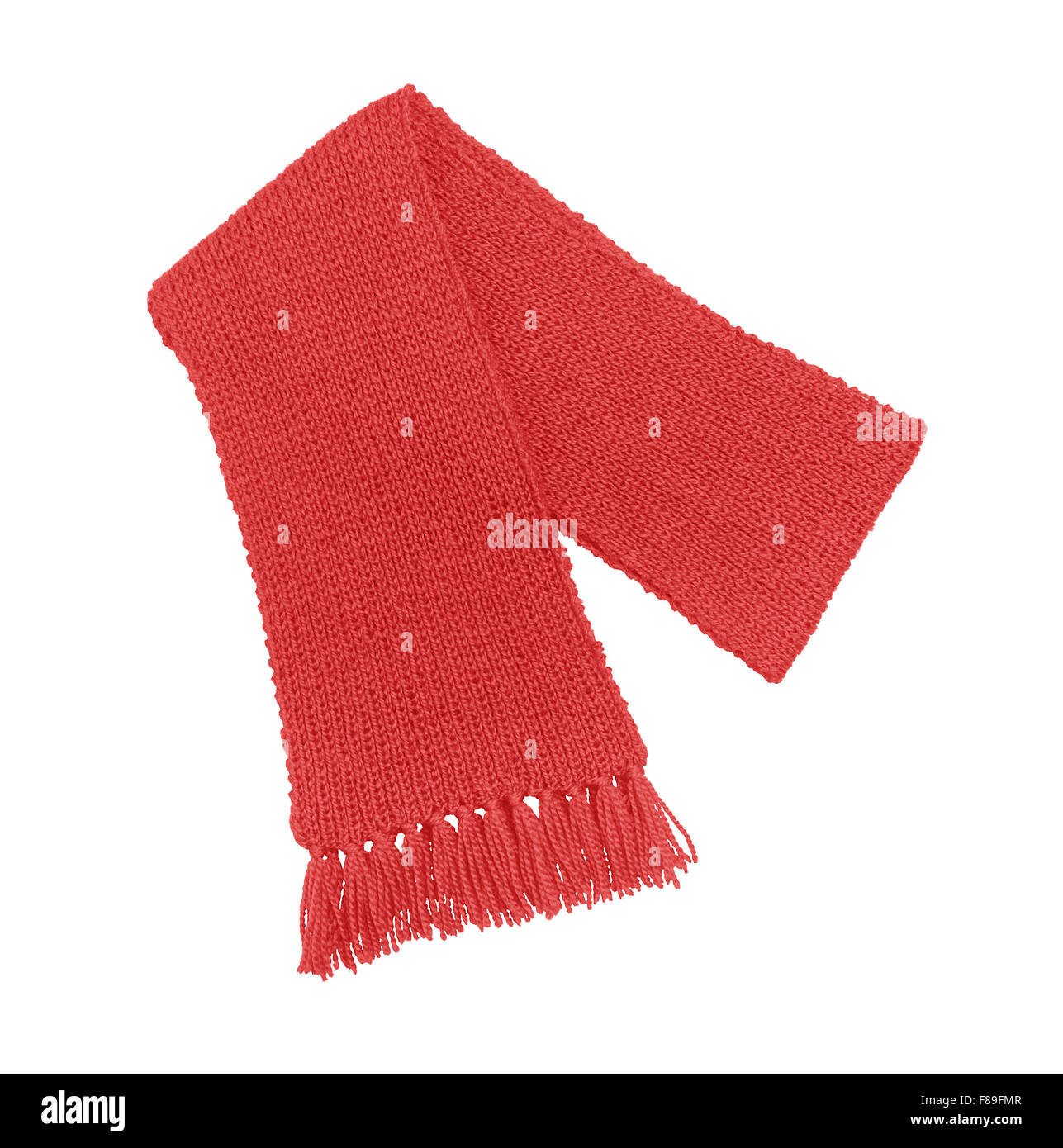 Red knitted scarf isolate. Stock Photo
