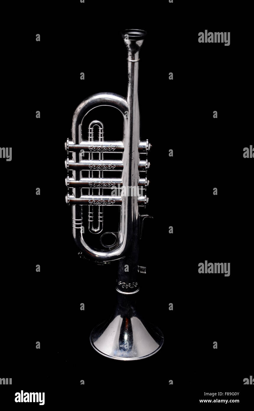 silver toy trumpet
