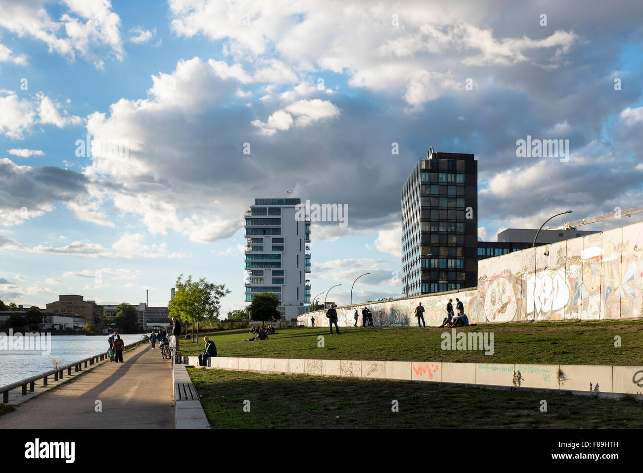 Banks of River Spree, East Side Gallery, Berlin, Germany Stock Photo