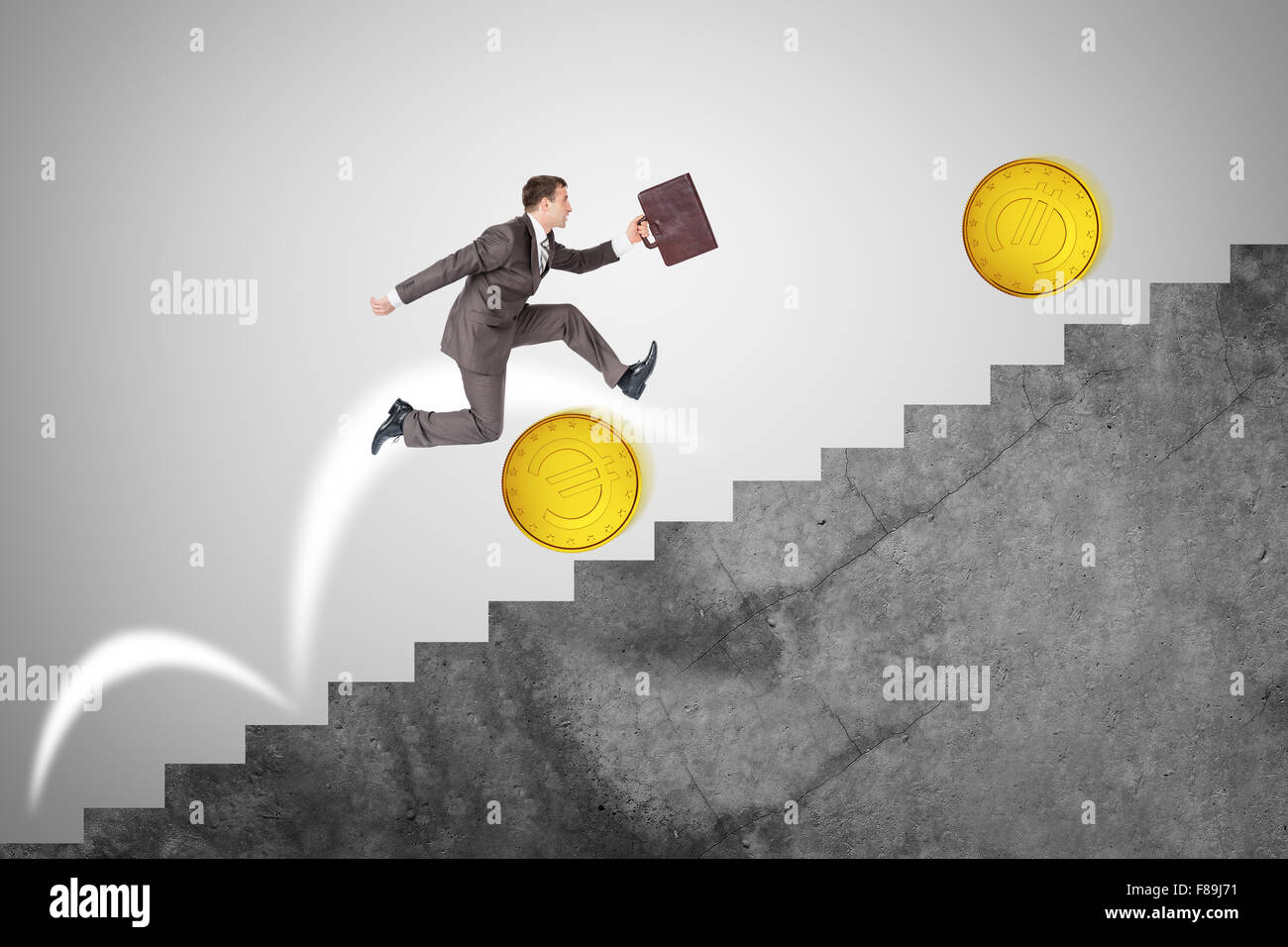 Businessman running up stairs, side view Stock Photo - Alamy