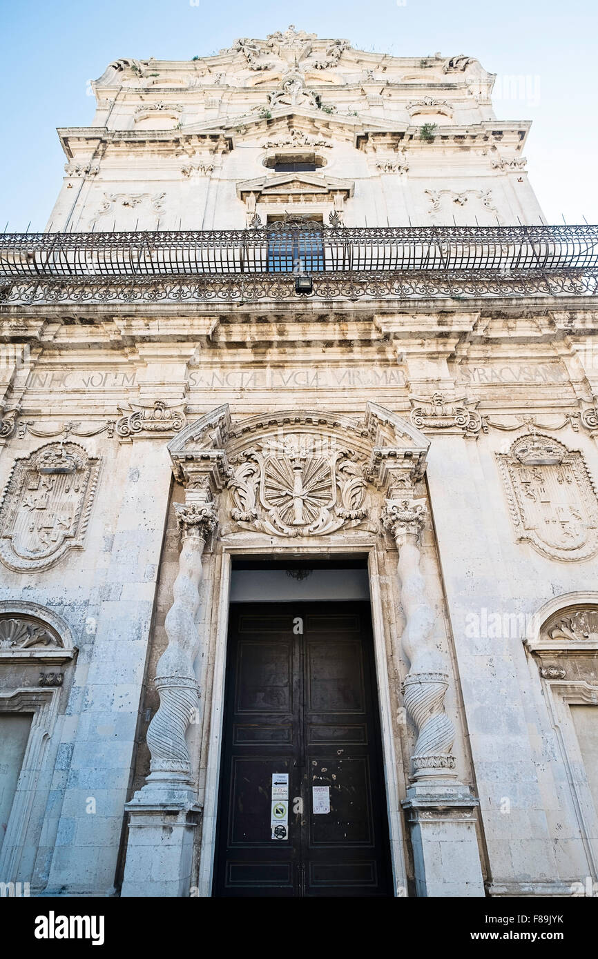 Facade of Santa Lucia alla Badia, Piazza Duomo, Ortigia, Syracuse, Sicily, Italy Stock Photo