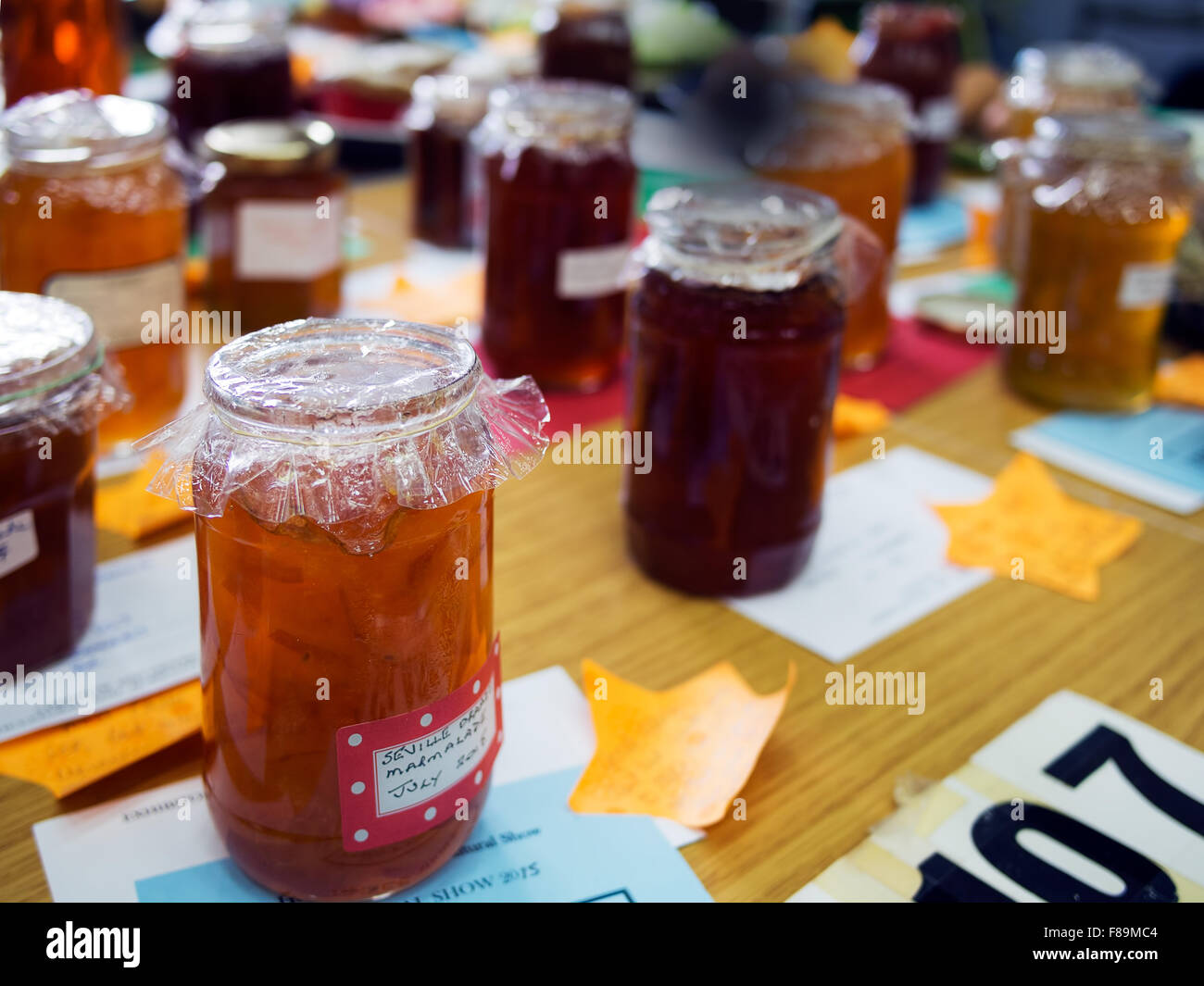 Home made jam competition at local show. English rural tradition