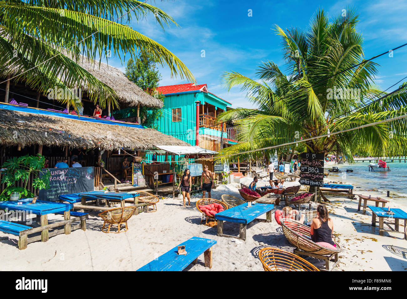 koh rong island main village bars and restaurants in cambodia Stock Photo -  Alamy