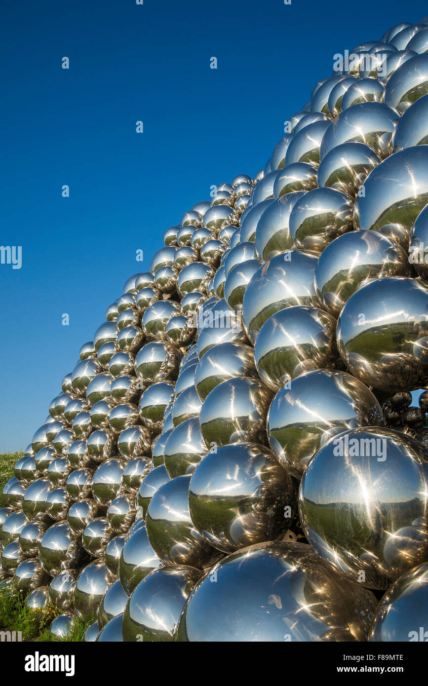 The 'Talus Dome' sculpture at Quesnell Bridge,  Edmonton, Alberta, Canada Stock Photo