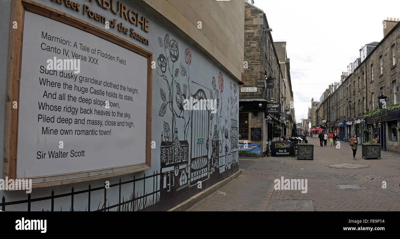 Rose Street poem of the season,Edinburgh,Scotland,UK Stock Photo