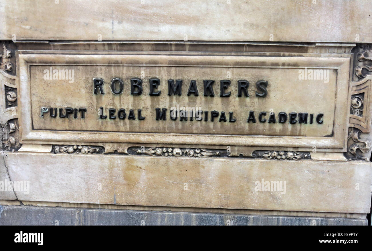 Robemakers Pulpit,legal,municipal,acedemic sign at Jenners Store, Edinburgh, Scotland Stock Photo