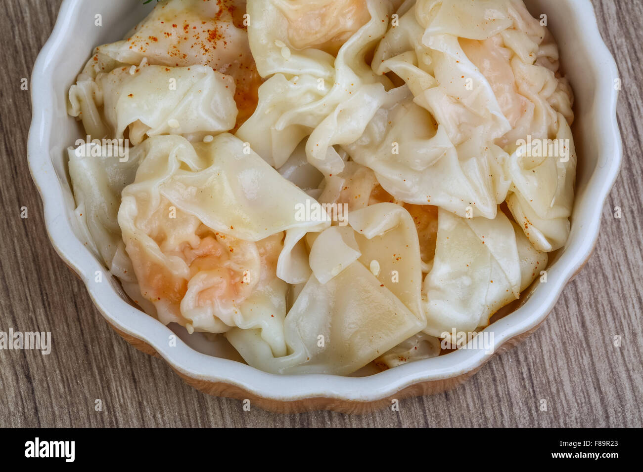 Peruvian Wanton Shrimp wanton with dill leaves - traditional asian cusine Stock Photo ...